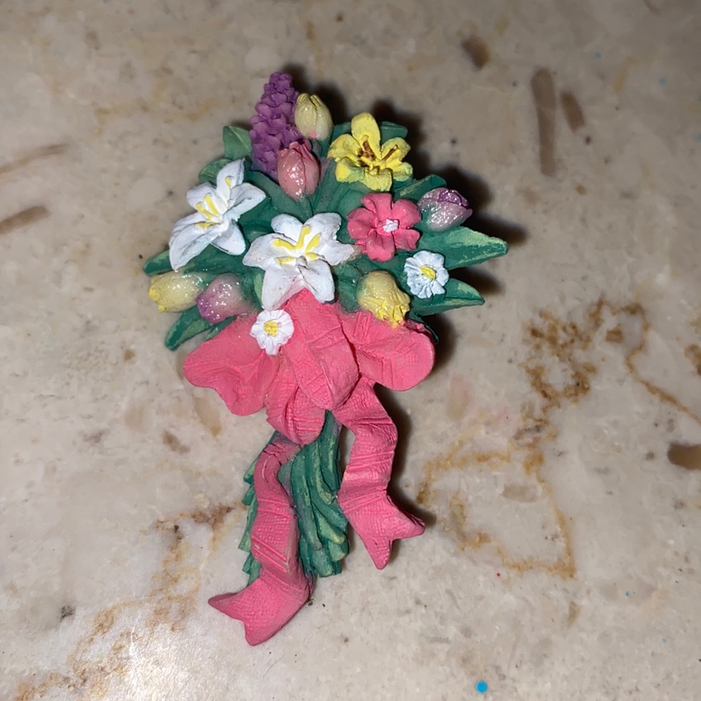 Easter Spring Tulips Bouquet Pin Brooch